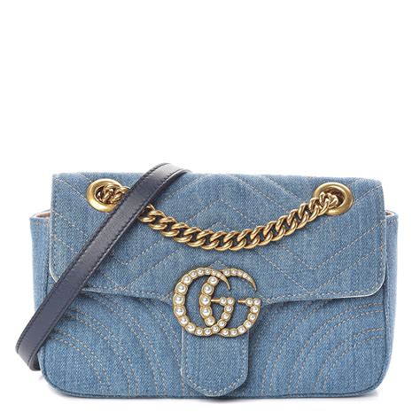 gucci denim marmont bag